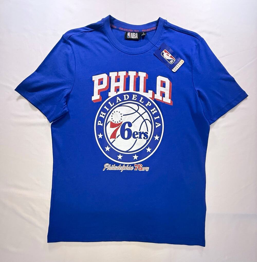 Official NBA Philadelphia 76ers Blue Basketball T-Shirt Size S